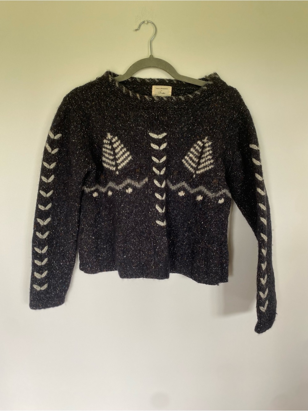 Vintage Embroidered Forest Pattern Wool and Silk Sweater